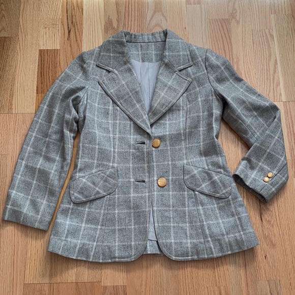 Vtg Windowpane Plaid wool blazer jacket - Picture 6 of 16